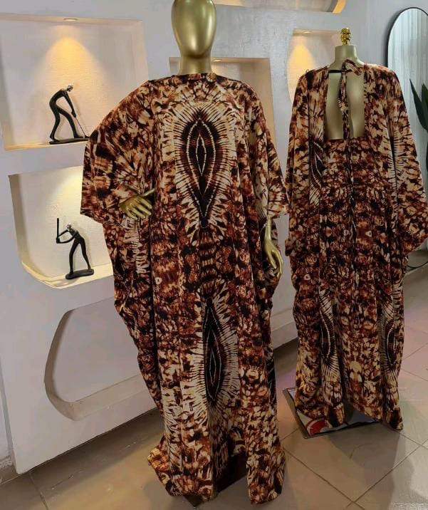 Brown Tie-Dye Boubou Kaftan