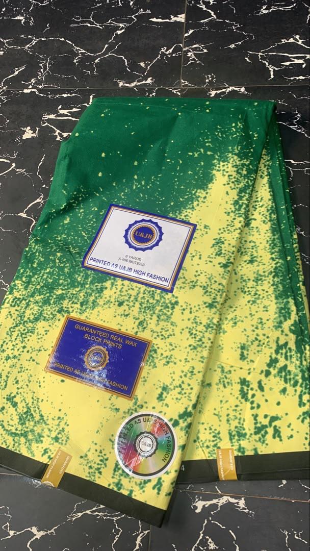Green & Yellow Splash Wax Print — 6 yards
