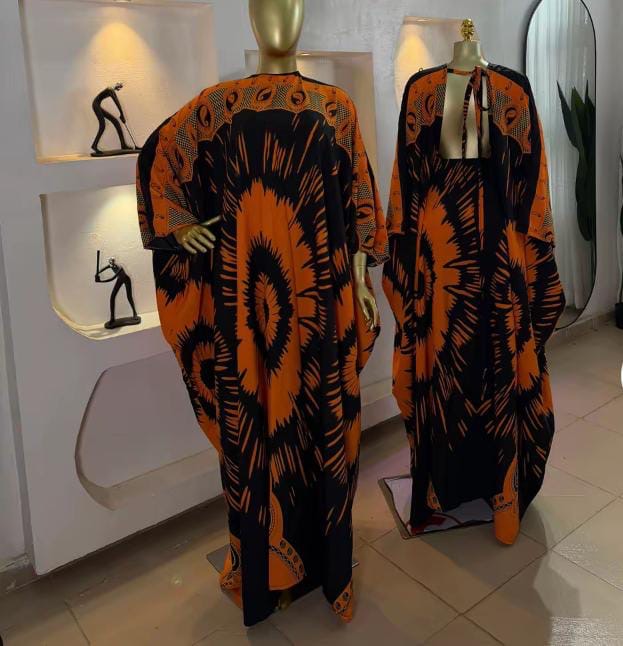Orange & Black Sunburst Boubou