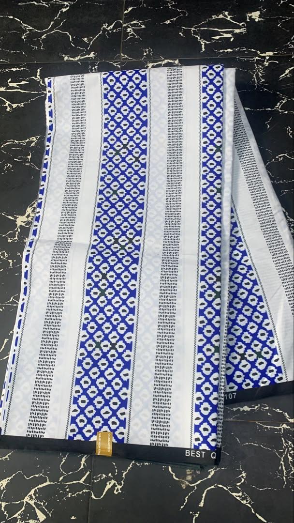 Blue & White Geometric Wax Print — 6 yards