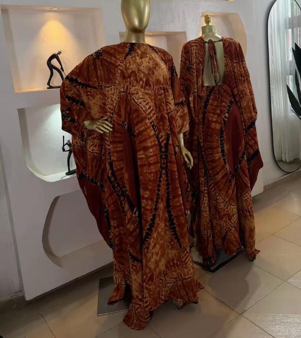 Rust Tie-Dye Boubou Kaftan