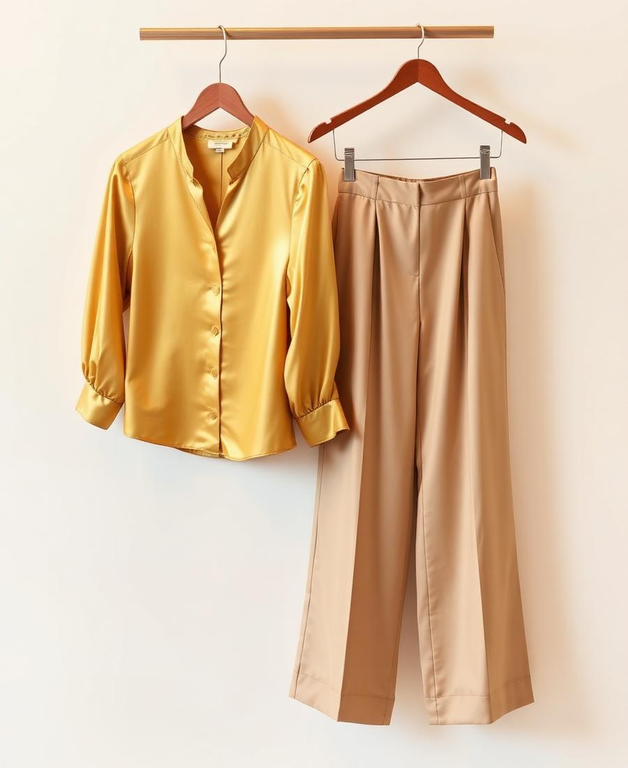 Gold Silk Two-Piece Set